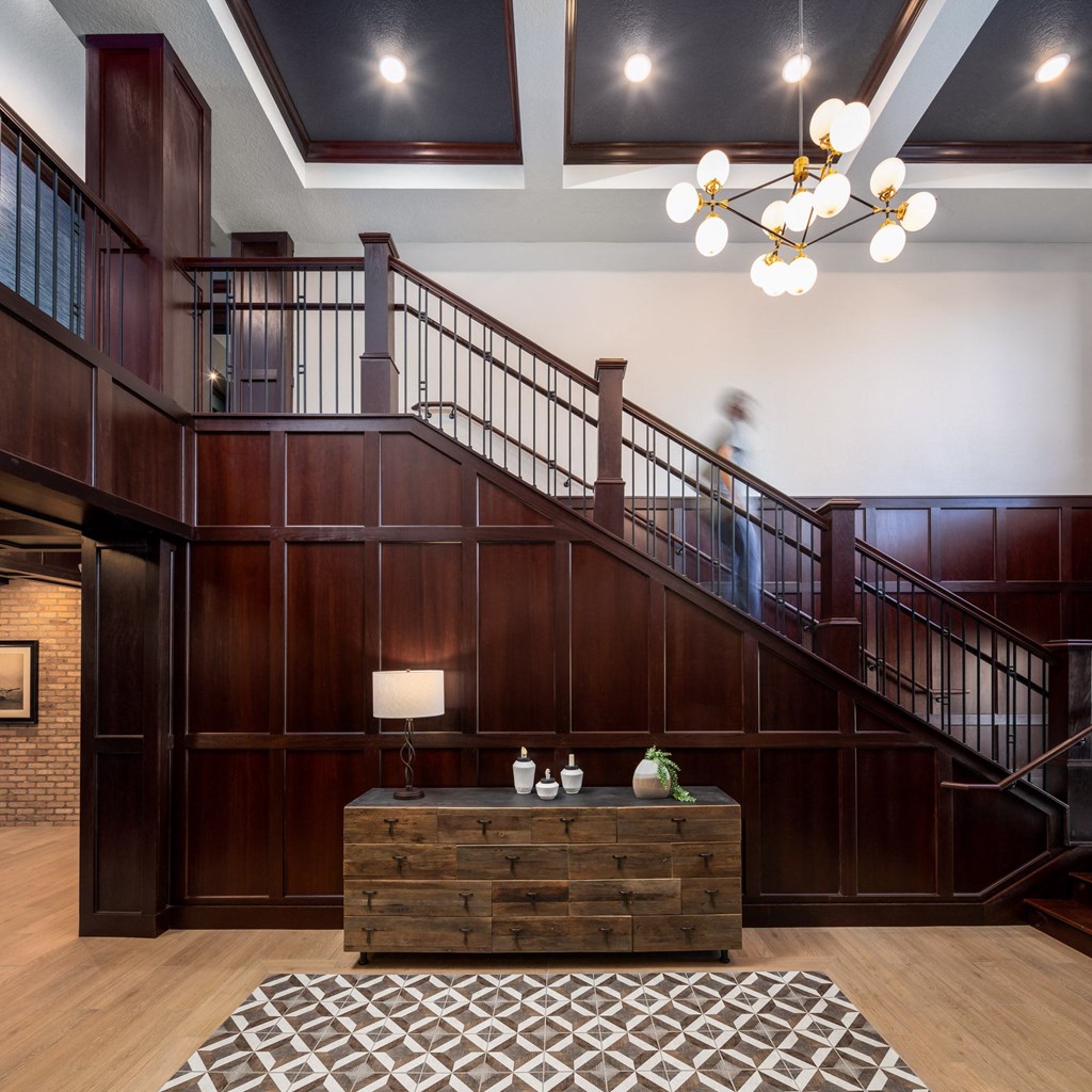 View of the lobby staircase  at The Whitley, St. Paul, MN, 55101