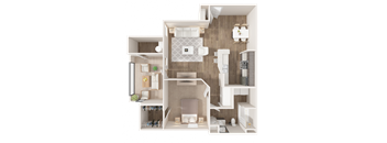 1 Bedroom Floor Plan at Puller Place Apartments, Jacksonville, NC, 28546