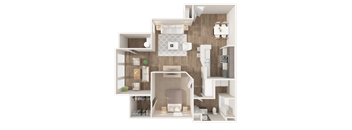 1 Bed Floor Plan at Puller Place Apartments, North Carolina