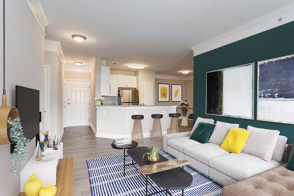 Living Room With Kitchen at The Tuscany, Alexandria, VA, 22304