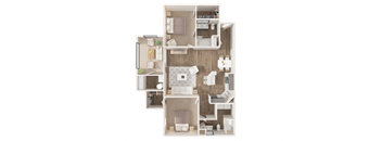 2 Bedroom Floor Plan at Puller Place Apartments, Jacksonville, North Carolina