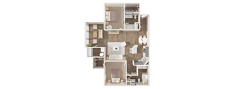 2 Bedroom With Sunroom Floor Plan at Puller Place Apartments, North Carolina