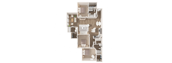 3 Bed With Sunroom Floor Plan at Puller Place Apartments, Jacksonville, NC