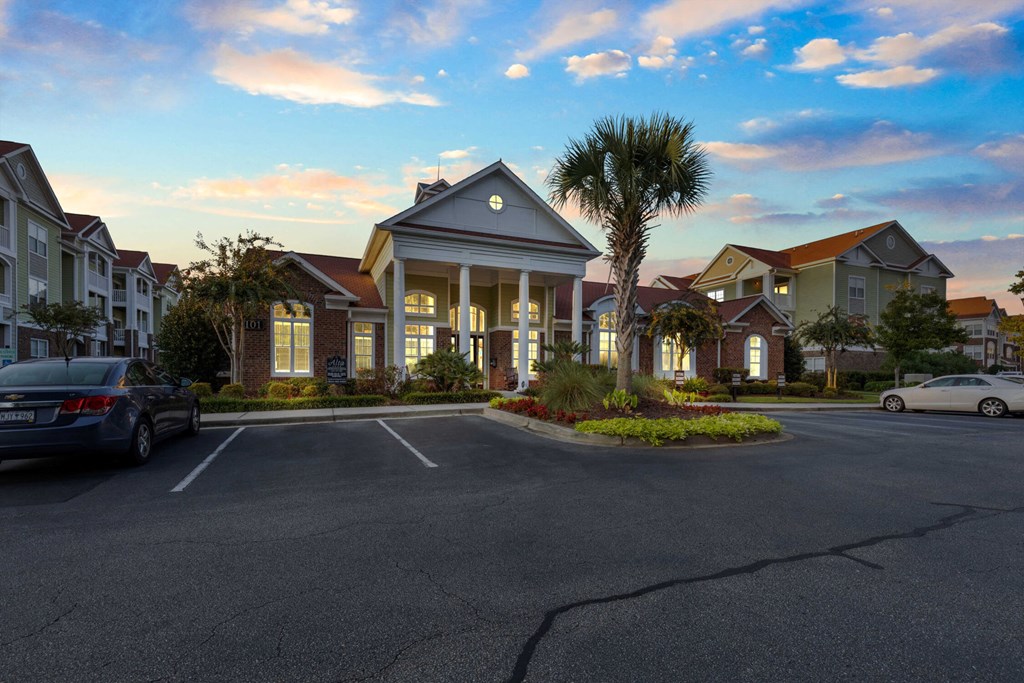 Building entrance area view at Breakers Point, South Carolina