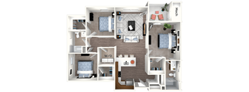 3 Bed_FloorPlan at The Promenade at Easton Apartments, Easton, 21601