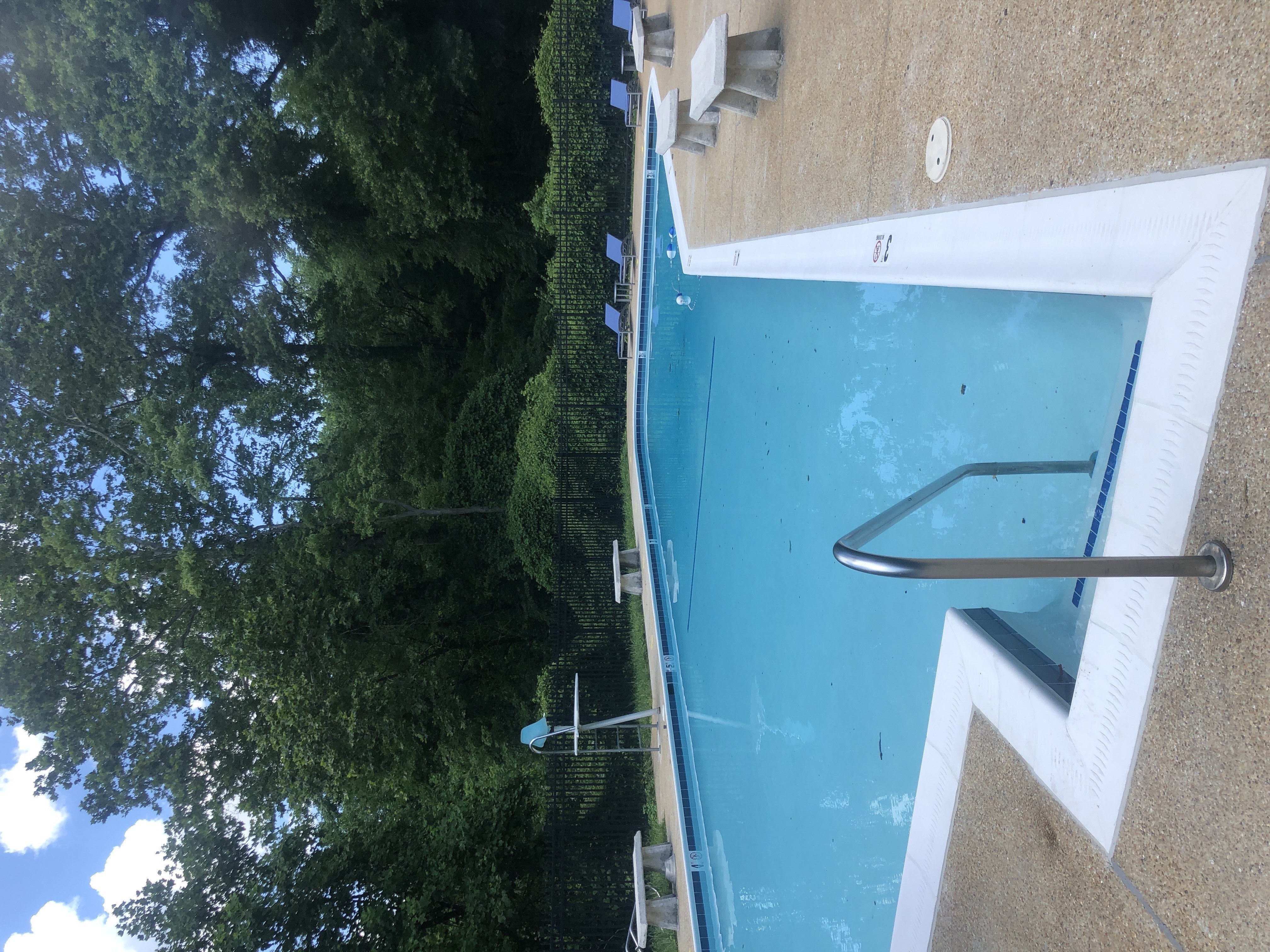 A pool with a diving board and a metal ladder. at New Carrollton Woods, Riverdale, MD