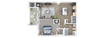 a1 floor plan  1 bedroom with 2 baths  129