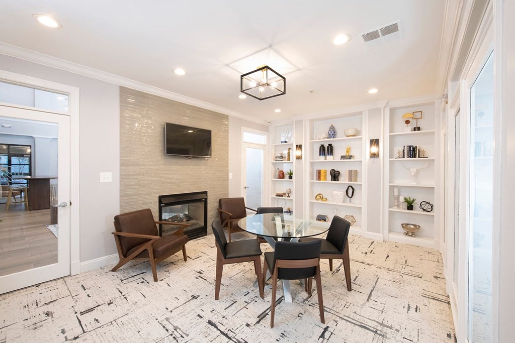 Living Area With Fireplace at Vivant Woodholme, Pikesville, MD, 21208