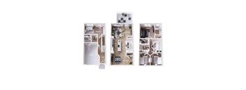 A diagram shows the layout of a small apartment with a bedroom, living room, kitchen, and garage.