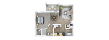 a floor plan of a 1 bedroom apartment at the residences at silver hill in suitland,