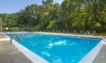 a swimming pool with trees in the background at Spa Cove Apartments, Annapolis, 21403