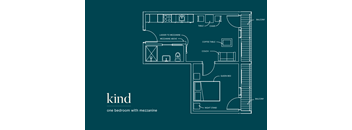 a floor plan of one bedroom with mezzanine