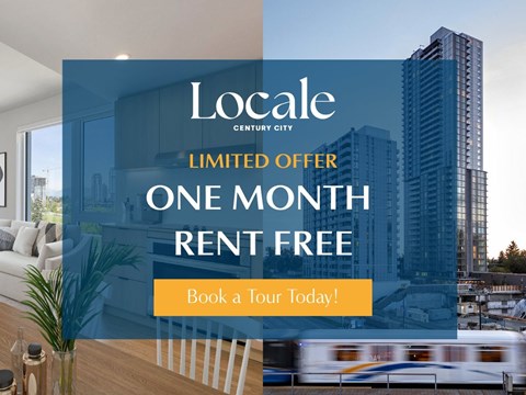A promotional image for Locale Century City offering a one month rent free deal.
