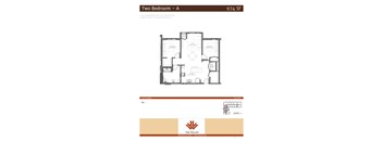A drawing of a two bedroom apartment with the title above it.