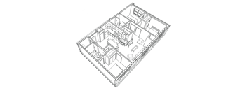 A black and white drawing of a house plan.