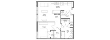 A floor plan of a house with labeled rooms and dimensions.
