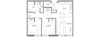 A floor plan of a house with labeled rooms and dimensions.