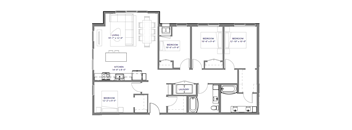 A floor plan of a house with labeled rooms and dimensions.