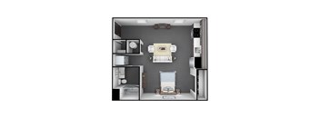 0 Bedroom, 1 Bathroom 566 SF