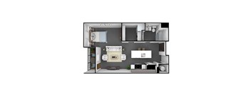 0 Bedroom, 1 Bathroom 631 SF