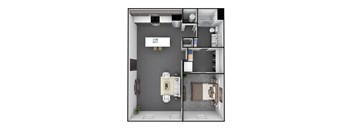 1 Bedroom, 1 Bathroom 760 SF