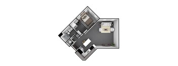 1 Bedroom, 1 Bathroom 890 SF