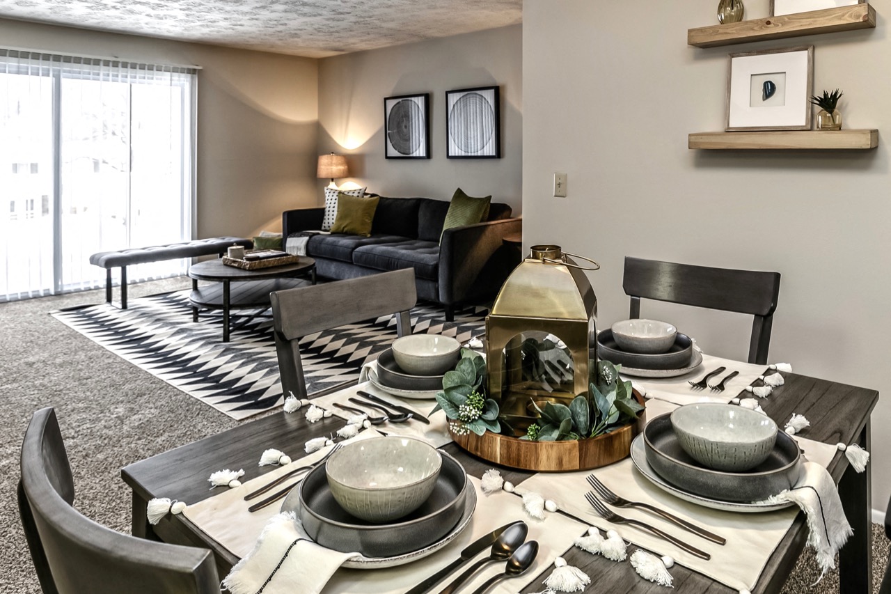 Open floor plans with dining area at Club at Highland Park Apartments, Omaha, NE