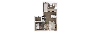 A series of images showing different layouts of a small apartment.