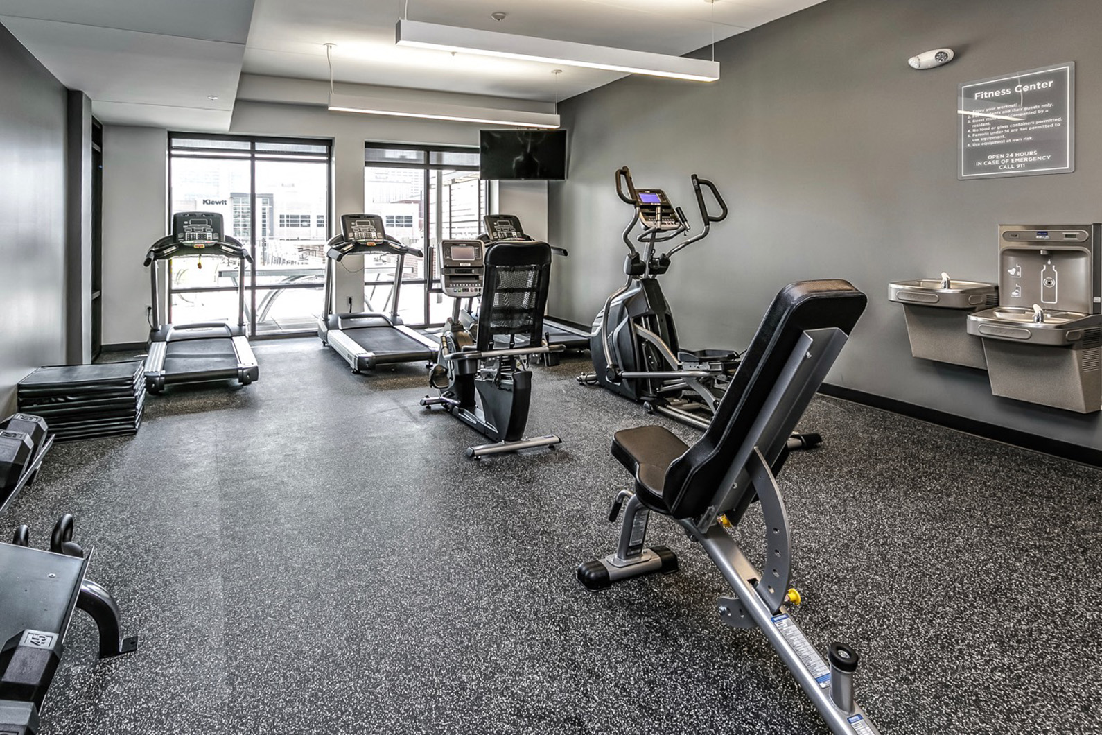Professional-Grade Fitness Center, at 1415 @ The Yard, 1415 Cuming Street, 68102