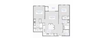 Park 125 2 Bed, 1090 SF Floor Plan