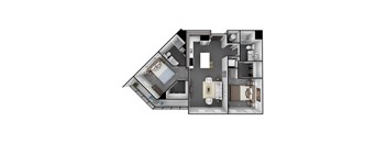 2 Bedroom, 2 Bathroom 1025 SF