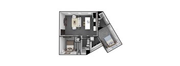 2 Bedroom, 2 Bathroom 1070 SF