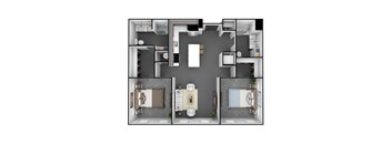 2 Bedroom, 2 Bathroom 1089 SF