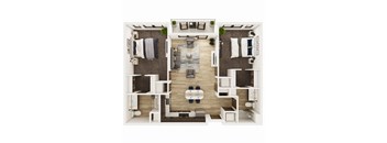 2 Bedroom, 2 Bathroom - 1040 SF B