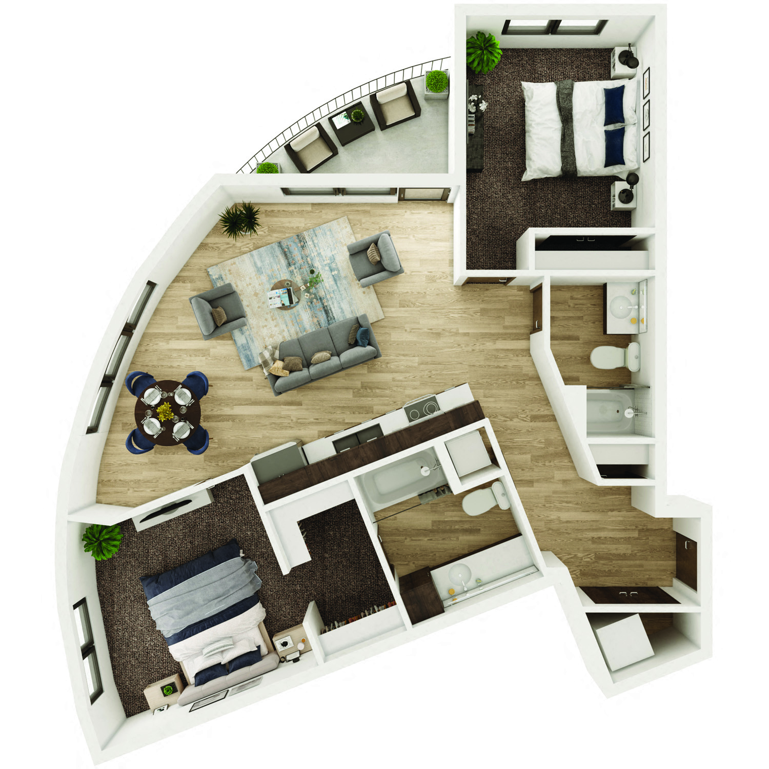 2 Bedroom, 2 Bathroom - 1055 SF C floorplan