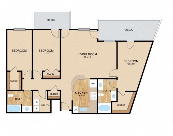 Van Gogh Floor Plan with 1538 square feet, at Larimore, The, 13302 Larimore Ave, Omaha, NE 68164