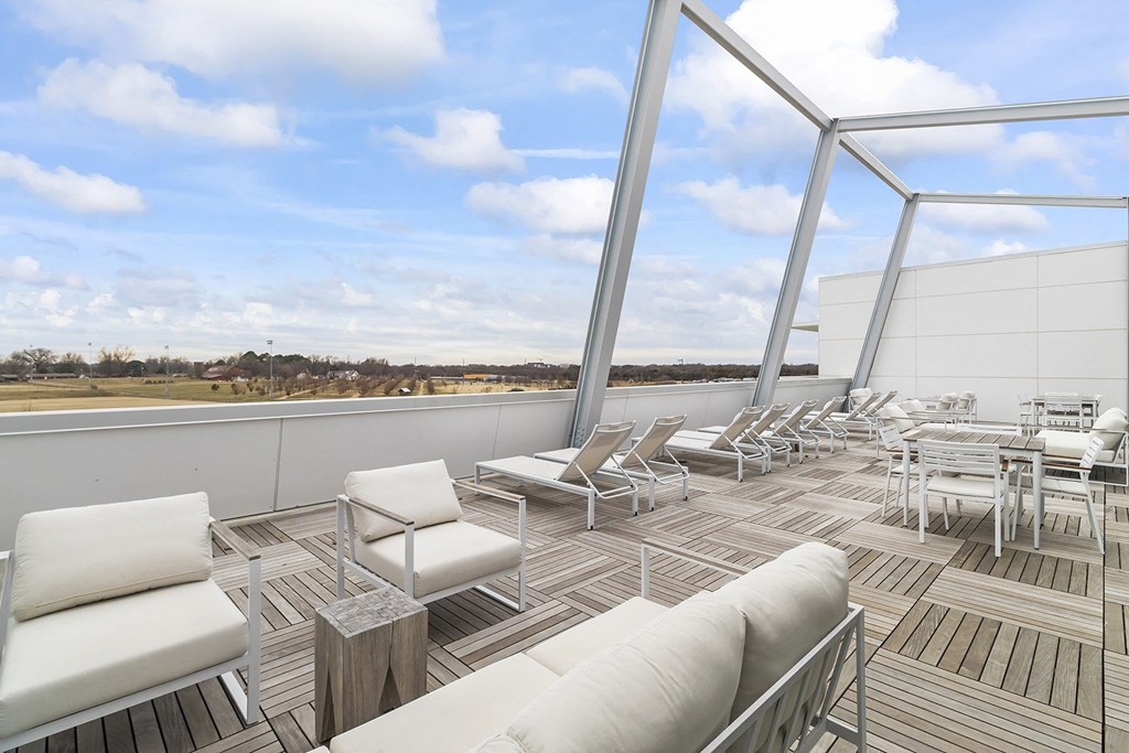 Rooftop lounge at Crystal Flats in Bentonville, AR
