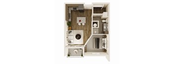 One Bedroom Floor Plan at The 8801 Lincoln