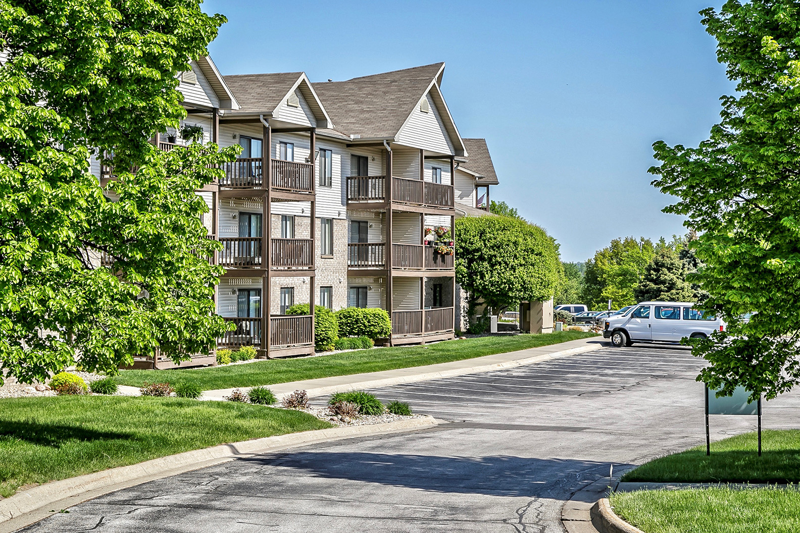 Building exterior at Southwest Gables Apartments, Omaha NE