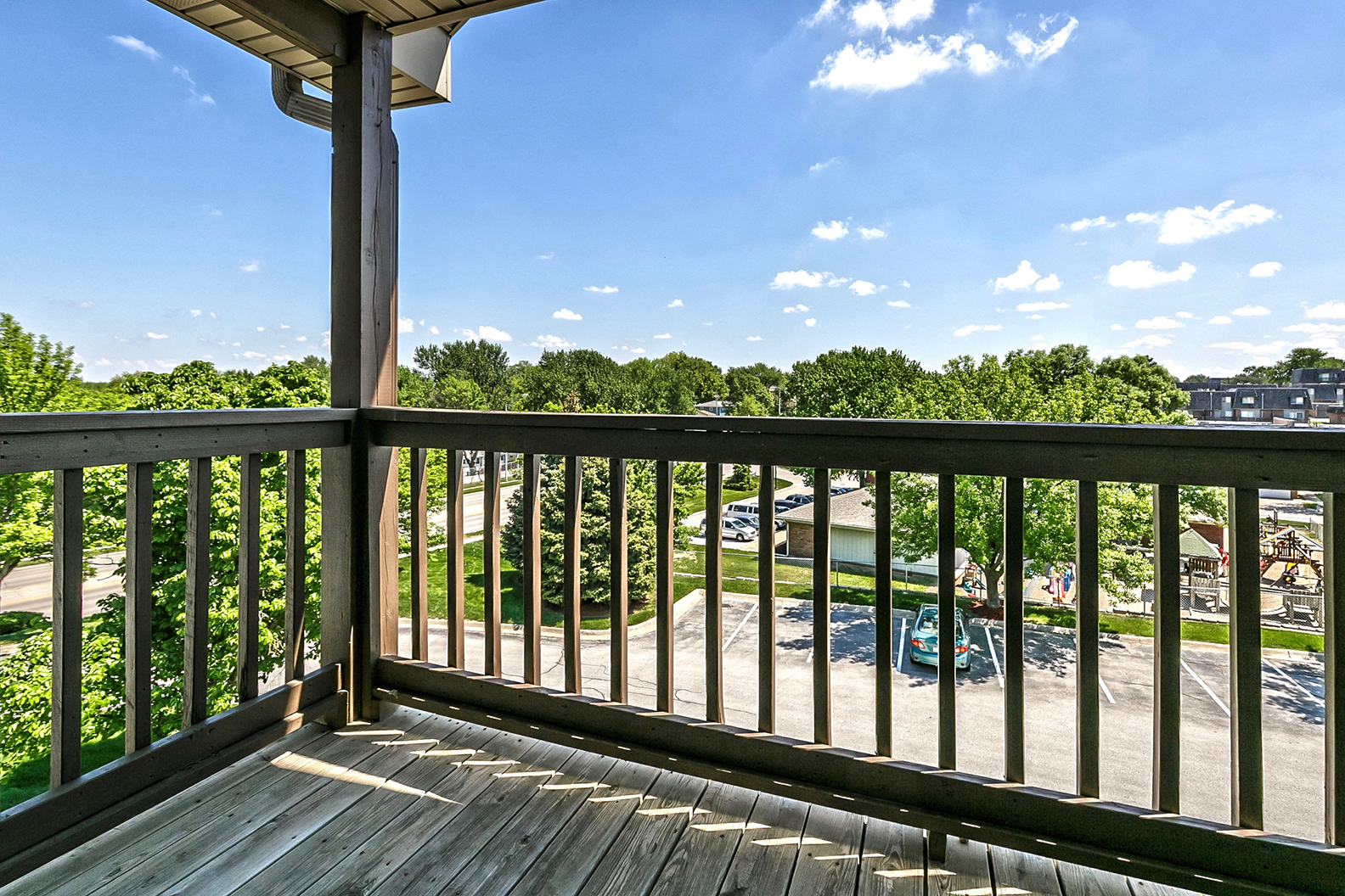 Large patio/balconies at Southwest Gables Apartments, Omaha NE