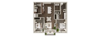 2 Bedroom, 2 Bathroom - 996 SF