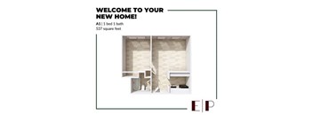 A brochure for a new home with a bed and bath in apartment A1.