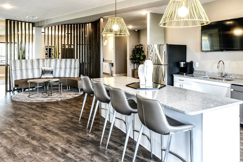 Community clubhouse kitchen at AXIS apartments in Papillion, NE