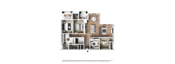 A floor plan of a house with a kitchen, living room, bedrooms, and bathrooms.