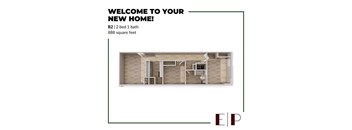 A floor plan of a new home with a bathroom and living room.