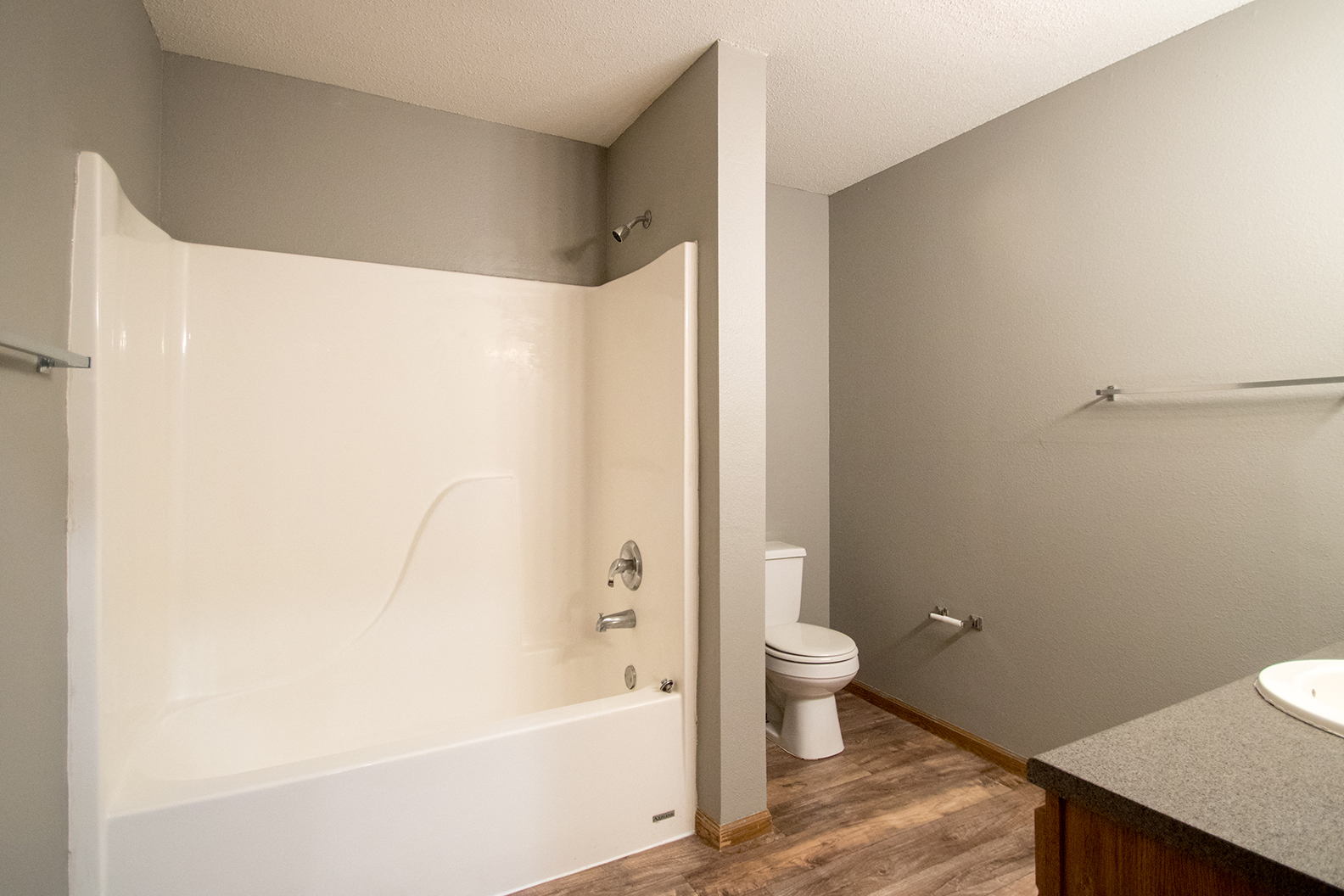 a bathroom with a tub and a toilet and a sink
