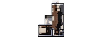 A black and white image of a house cut in half.