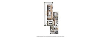 A floor plan of a house with a kitchen, living room, and bedrooms.