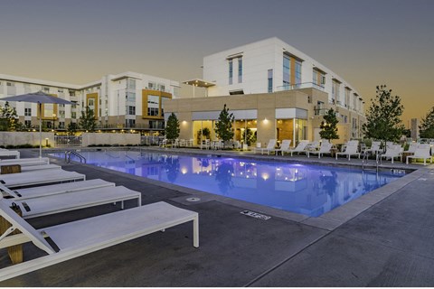 Sparkling pool and sundeck at Crystal Flats in Bentonville, AR