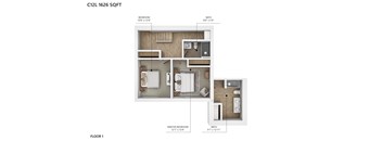 A diagram of a floor plan for a C12L 1626 SQFT apartment.